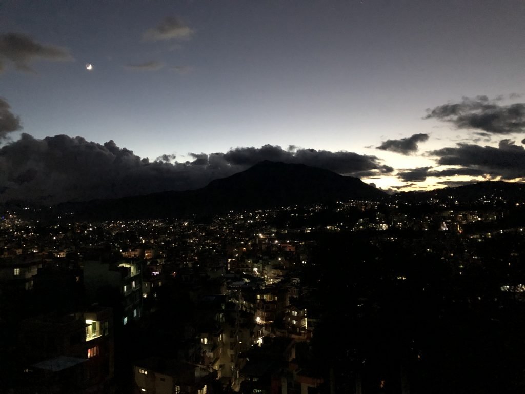 Sunset view when doing yoga in Nepal