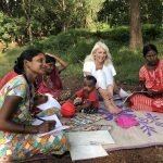 Jayne with Goan women as a solo traveller in India