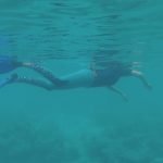 Jayne in sea snorkelling in Maldives